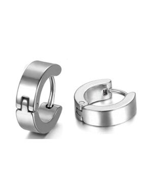 Silver Stainless Steel Huggie Hoop Earrings 18G 8mm Minimal Hoops